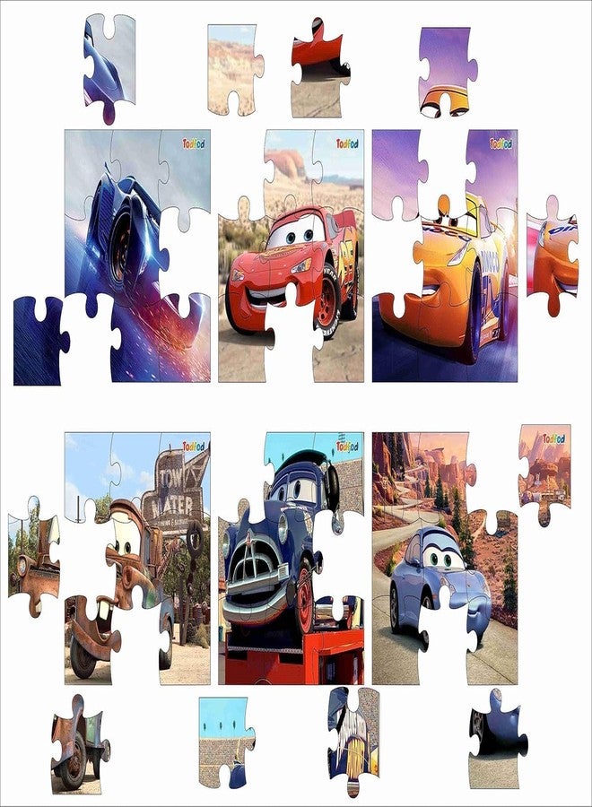 TodFod Wooden Jigsaw Puzzles 54 Pieces 6 in 1, Anime Cartoon Characters Educational Toy for Age 3+ Kids & Children Preschool Learning (Set of 2) (Avengers & Cars) - Image 4